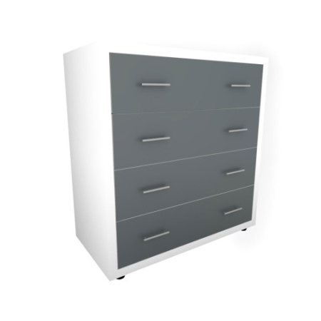 Comode - Comoda Torino cu sertare Alb / Gri, 85 x 89 x 42 cm