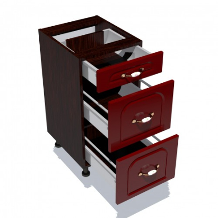 Corp inferior 40 cu 3 sertare metalice pentru greutate Zebra MDF tulip rosu [1]