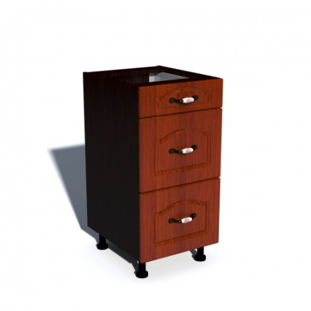 Mobilier Bucatarie - Corp inferior 40 cu 3 sertare metalice pentru greutate Zebra mustata cedru