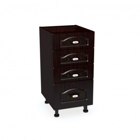 Mobilier Bucatarie - Corp inferior 40 cu 4 sertare Zebra MDF mustata wenge