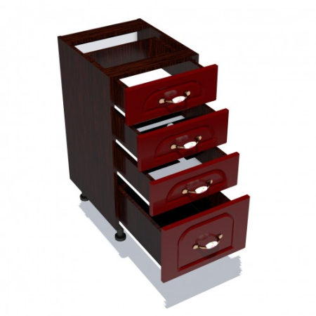 Corp inferior 40 cu 4 sertare Zebra MDF tulip rosu [1]