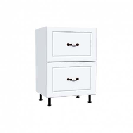 Corpuri Inferioare - Corp inferior 50 cu 2 sertare metalice greutate Zebra MDF alb