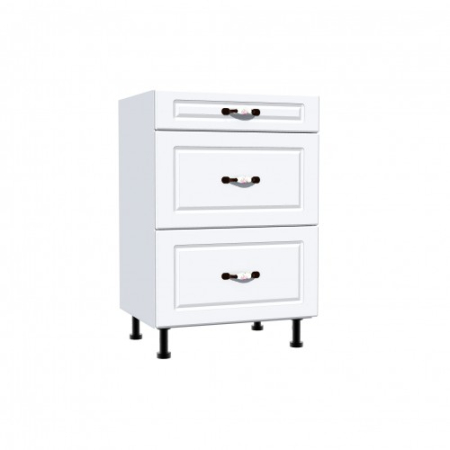 Corpuri Inferioare - Corp inferior 50 cu 3 sertare metalice greutate Zebra MDF alb