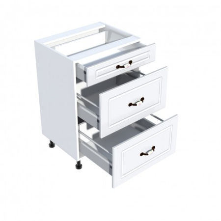 Corp inferior 50 cu 3 sertare metalice greutate Zebra MDF alb [1]