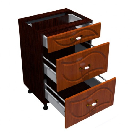 Corp inferior 50 cu 3 sertare metalice pentru greutate Zebra MDF frunza cedru [1]