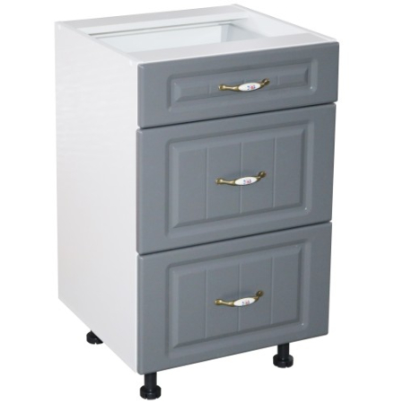 Corpuri Inferioare - Corp inferior 50 cu 3 sertare metalice pentru greutate Zebra MDF gri dungi