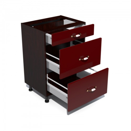 Corp inferior 50 cu 3 sertare metalice pentru greutate Zebra MDF rosu simplu [1]