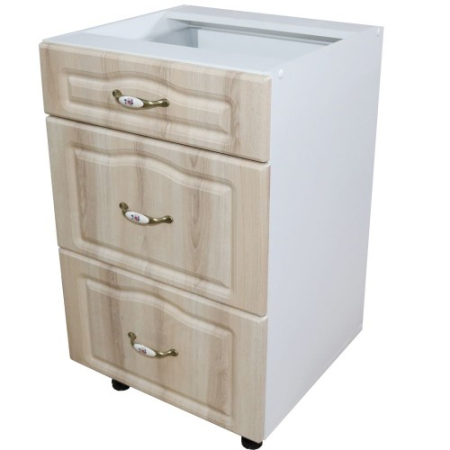 Bucatarii Modulare - Corp inferior 50 cu 3 sertare metalice pentru greutate Zebra MDF sonoma mustata