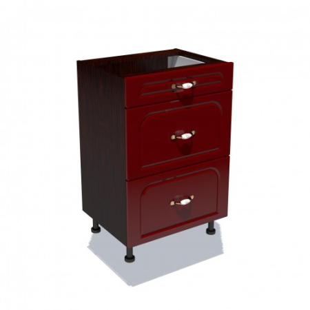 Corpuri Inferioare - Corp inferior 50 cu 3 sertare metalice pentru greutate Zebra MDF tulip rosu