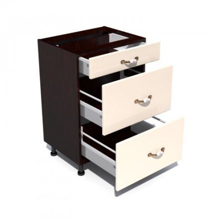 Corp inferior 50 cu 3 sertare metalice pentru greutate Zebra MDF vanilie simplu [1]