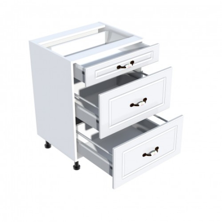 Corp inferior 60 cu 3 sertare metalice pentru greutate Zebra MDF alb [1]