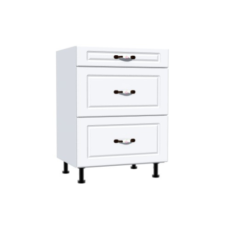 Corpuri Inferioare - Corp inferior 60 cu 3 sertare metalice pentru greutate Zebra MDF alb