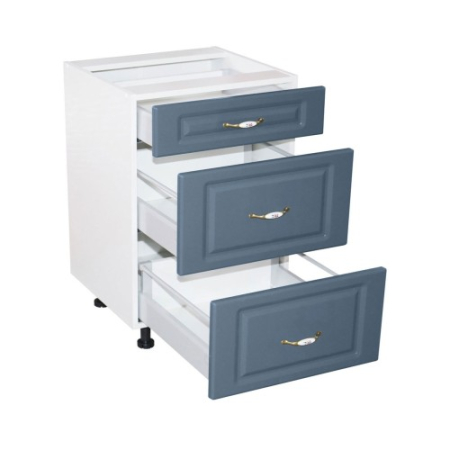 Corp inferior 60 cu 3 sertare metalice pentru greutate Zebra MDF Albastru [2]