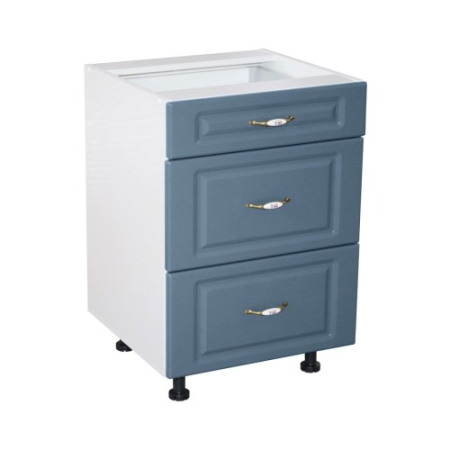 Corpuri Inferioare - Corp inferior 60 cu 3 sertare metalice pentru greutate Zebra MDF Albastru