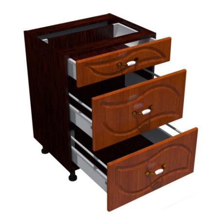 Corp inferior 60 cu 3 sertare metalice pentru greutate Zebra MDF frunza cedru [1]