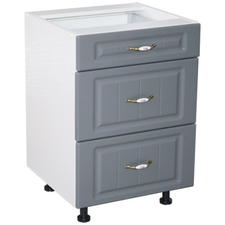 Corpuri Inferioare - Corp inferior 60 cu 3 sertare metalice pentru greutate Zebra MDF gri dungi