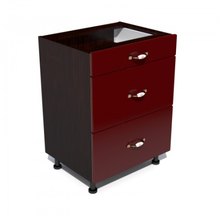 Corpuri Inferioare - Corp inferior 60 cu 3 sertare metalice pentru greutate Zebra MDF rosu simplu