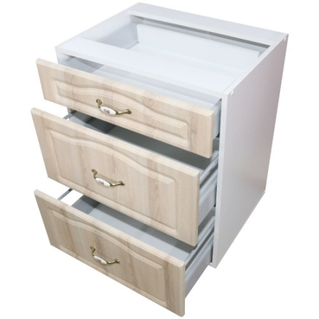 Corp inferior 60 cu 3 sertare metalice pentru greutate Zebra MDF sonoma mustata [1]