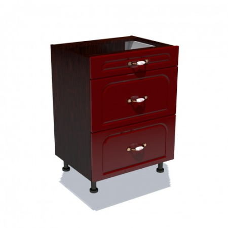 Corpuri Inferioare - Corp inferior 60 cu 3 sertare metalice pentru greutate Zebra MDF tulip rosu