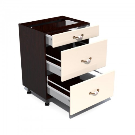 Corp inferior 60 cu 3 sertare metalice pentru greutate Zebra MDF vanilie simplu [1]