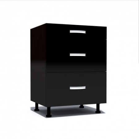 Corpuri Inferioare - Corp inferior 60 cu 3 sertare metalice pentru greutate Zebra negru