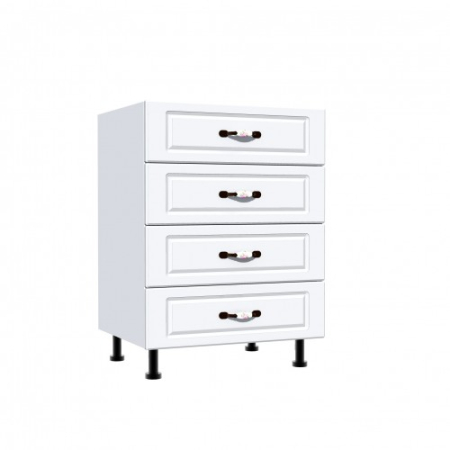 Corpuri Inferioare - Corp inferior 60 cu 4 sertare Zebra MDF alb drept