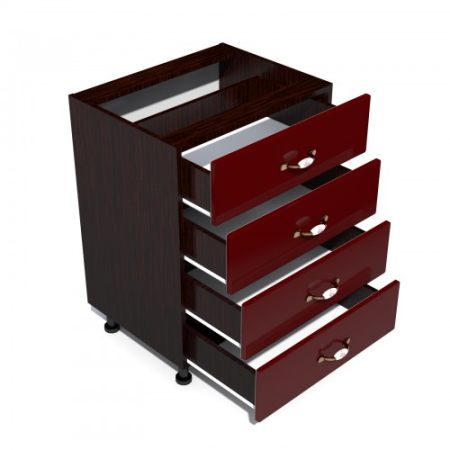 Corp inferior 60 cu 4 sertare Zebra MDF rosu simplu [1]