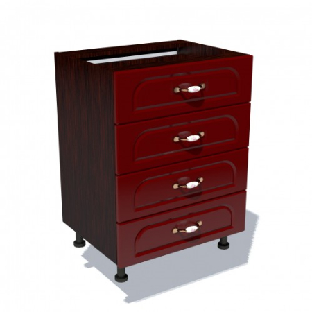 Corpuri Inferioare - Corp inferior 60 cu 4 sertare Zebra MDF tulip rosu