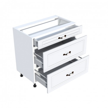 Corp inferior 80 cu 3 sertare metalice greutate Zebra MDF alb [1]