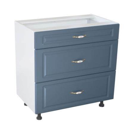 Corpuri Inferioare - Corp inferior 80 cu 3 sertare metalice greutate Zebra MDF albastru