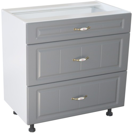 Corpuri Inferioare - Corp inferior 80 cu 3 sertare metalice greutate Zebra MDF gri dungi