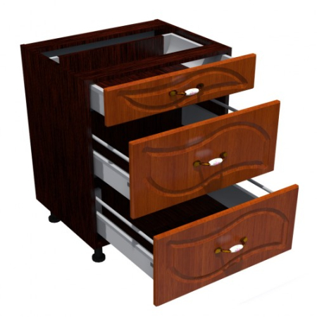 Corp inferior 80 cu 3 sertare metalice pentru greutate Zebra MDF frunza cedru [1]