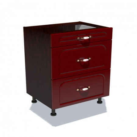 Corpuri Inferioare - Corp inferior 80 cu 3 sertare metalice pentru greutate Zebra MDF tulip rosu