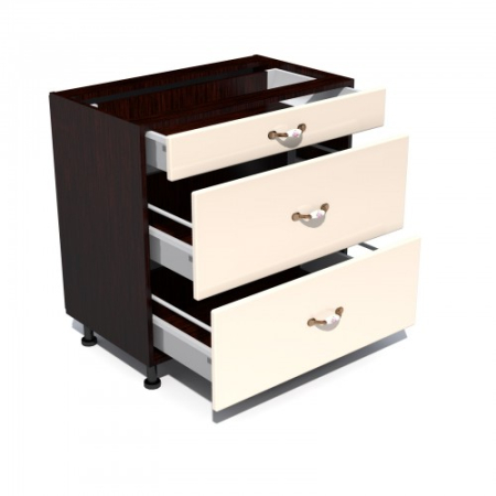 Corp inferior 80 cu 3 sertare metalice pentru greutate Zebra MDF vanilie simplu [1]