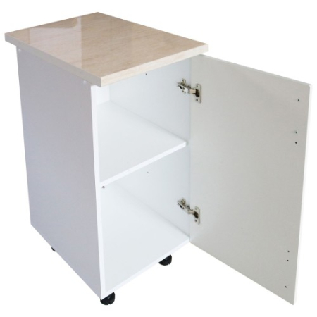 Corp inferior cu 1 usa Zebra, Alb/MDF Alb mat, cu blat Travertin, 40 x 85 x 60 cm [1]