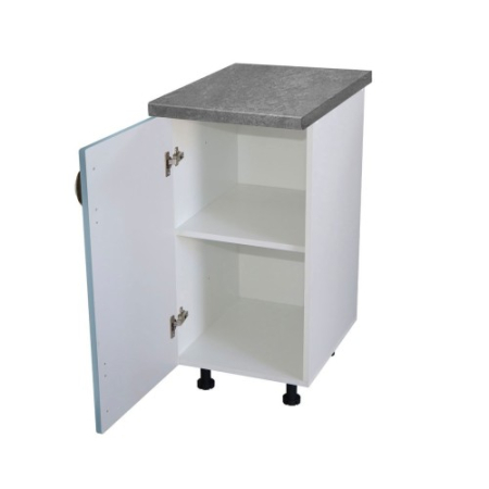 Corp inferior cu 1 Usa Zebra, Alb / MDF Albastru si blat Beton 40 x 85 x 60 [1]