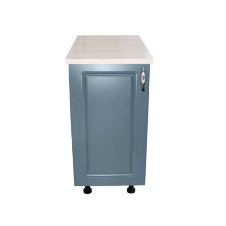 Corpuri Inferioare - Corp inferior cu 1 Usa Zebra, Alb / MDF Albastru si blat travertin 40 x 85 x 60