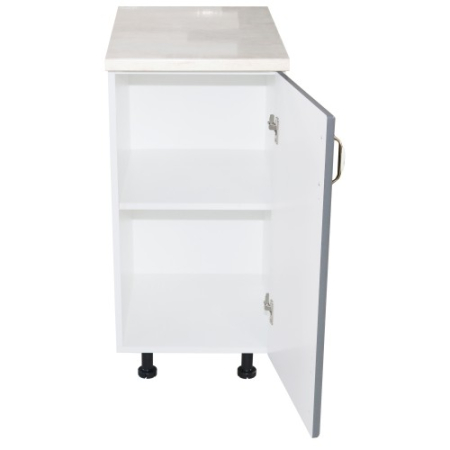 Corp inferior cu 1 Usa Zebra, Alb/MDF Gri, si blat Travertin 40 x 85 x 60 [3]