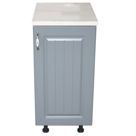 Corpuri Inferioare - Corp inferior cu 1 Usa Zebra, Alb/MDF Gri, si blat Travertin 40 x 85 x 60