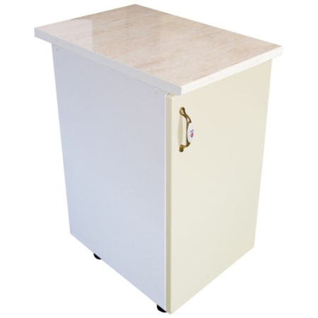 Corpuri Inferioare - Corp inferior cu 1 usa Zebra, Alb/MDF Vanilie, cu blat Travertin, 40 x 85 x 60 cm