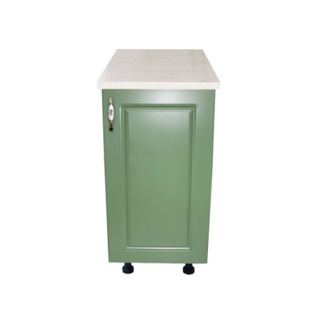 Corpuri Inferioare - Corp inferior cu 1 Usa Zebra, Alb/MDF Verde si blat travertin 40 x 85 x 60