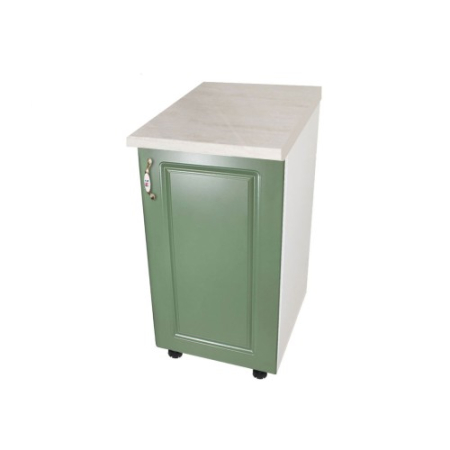 Corp inferior cu 1 Usa Zebra, Alb/MDF Verde si blat travertin 40 x 85 x 60 [2]