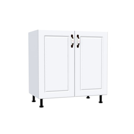 Corpuri Inferioare - Corp inferior cu 2 usi 80 cm Zebra, Alba/MDF Alb Lucios, fara blat 80 x 82 x 50