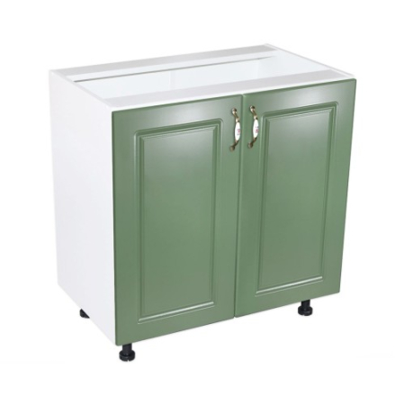 Corpuri Inferioare - Corp inferior cu 2 usi 80 cm Zebra, Alba/MDF Verde, fara blat 80 x 82 x 50