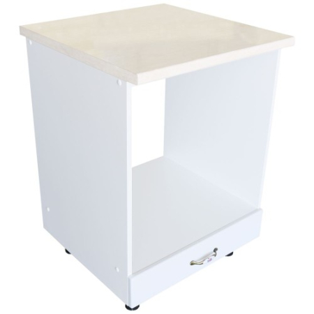 Mobilier Bucatarie - Corp pentru cuptor incorporabil cu sertar Zebra, Alb/MDF Alb mat, cu blat Travertin, 60 x 85 x 60 cm