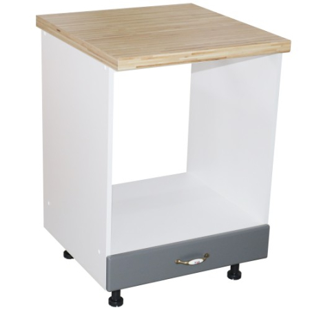 Corpuri Inferioare - Corp pentru cuptor incorporabil cu sertar Zebra, Alb/MDF gri, cu blat artar, 60 x 85 x 60 cm