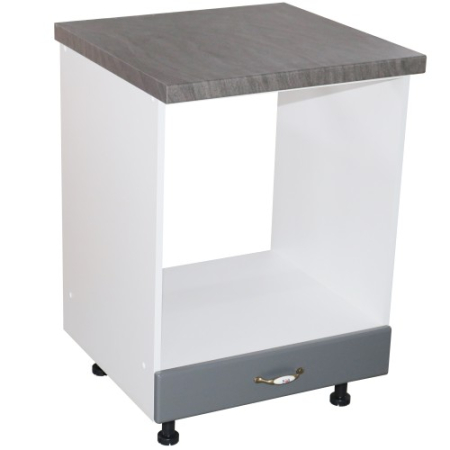 Corpuri Inferioare - Corp pentru cuptor incorporabil cu sertar Zebra, Alb/MDF gri, cu blat beton, 60 x 85 x 60 cm