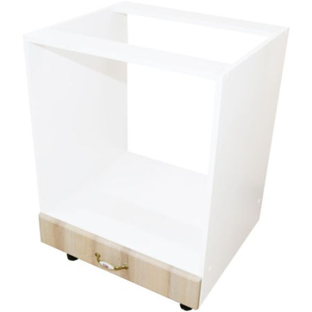 Bucatarii Modulare - Corp pentru cuptor incorporabil cu sertar Zebra, alb/MDF Sonoma, fara blat, 60 x 82 x 57 cm