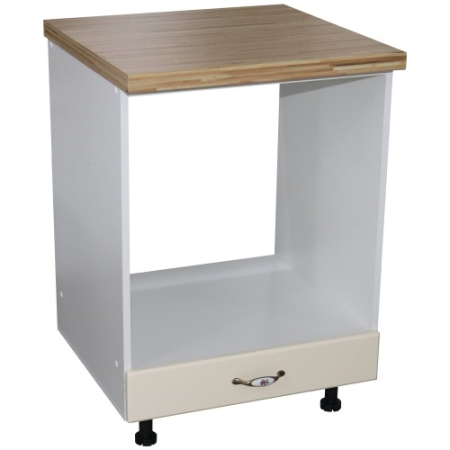 Corpuri Inferioare - Corp pentru cuptor incorporabil cu sertar Zebra, Alb/MDF Vanilie, cu blat artar, 60 x 85 x 60 cm