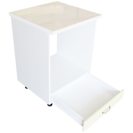 Corp pentru cuptor incorporabil cu sertar Zebra, Alb/MDF Vanilie lucios, cu blat Travertin, 60 x 85 x 60 cm [1]